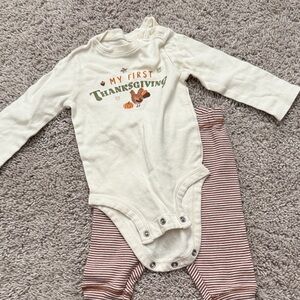 Carter's Cream 'My First Thanksgiving' Bodysuit Set